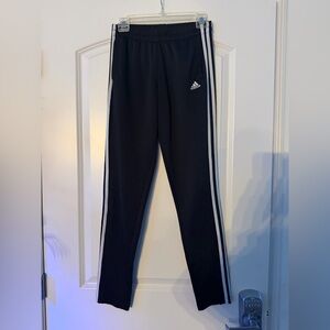 Adidas women’s Black Joggers with White Stripes